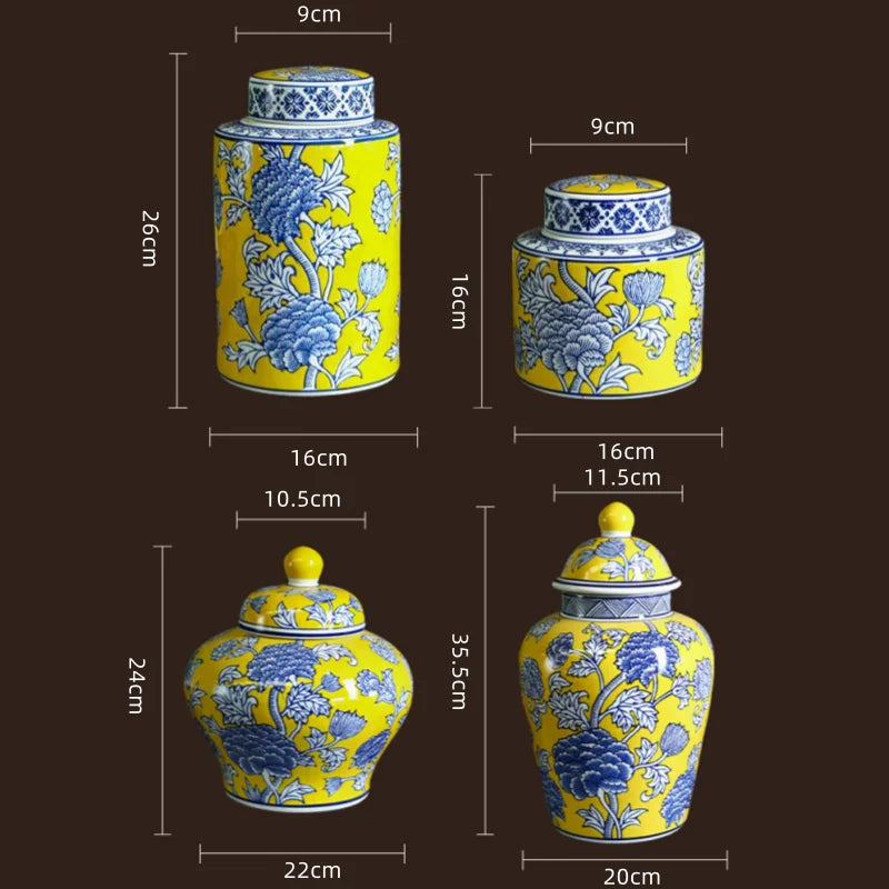 DecorBites™ Chinese Blue White Porcelain General's Jar Flower Vase Home Decoration