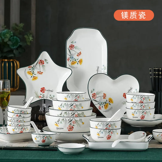 DecorBites™ Bone China Rice Noodles Bowl and Dinner Plate Set