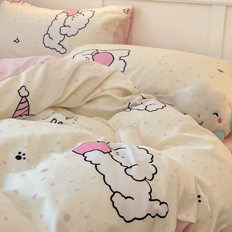 DecorBites™ Cartoon Printed Cotton Quilt Cover Set - Soft, Breathable, Colorfast Bedding