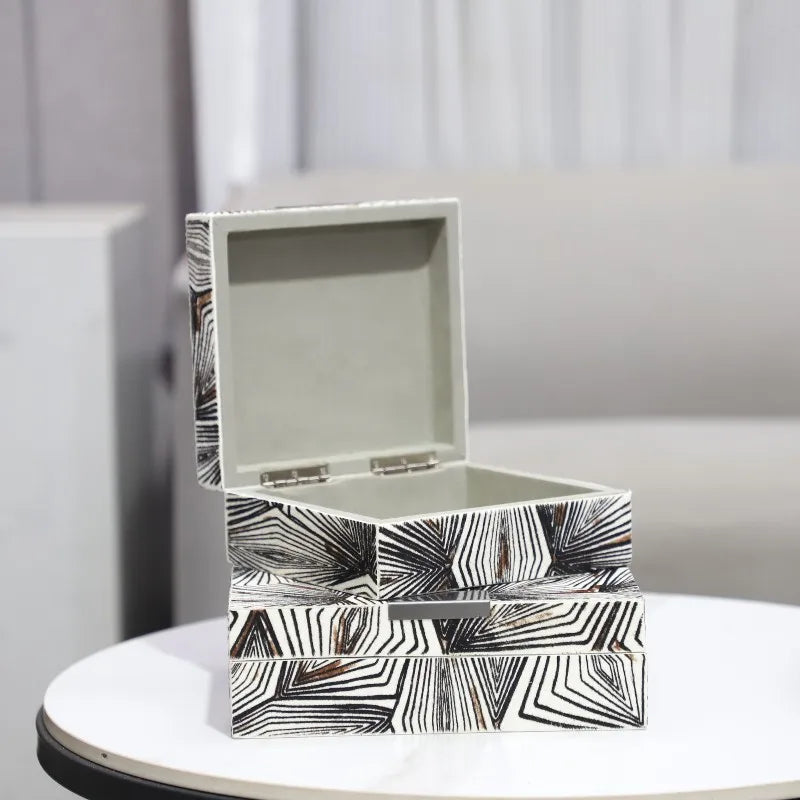 DecorBites™ Black & White Zebra Pattern Jewelry Storage Box Desktop Organizer