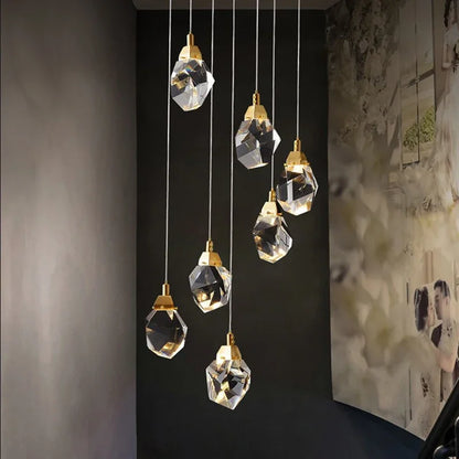 DecorBites™ Diamond Crystal Ball Chandelier, Luxury LED Light Fixture for Staircase and Living Room
