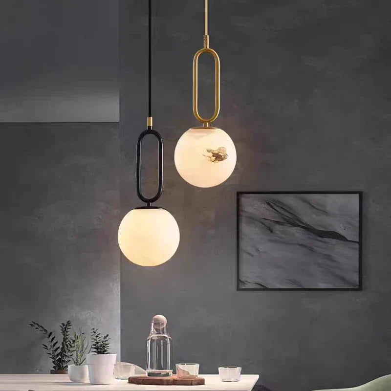 DecorBites™ Brass LED Pendant Lights with Natural Marble Finish and Adjustable G9 Bulb