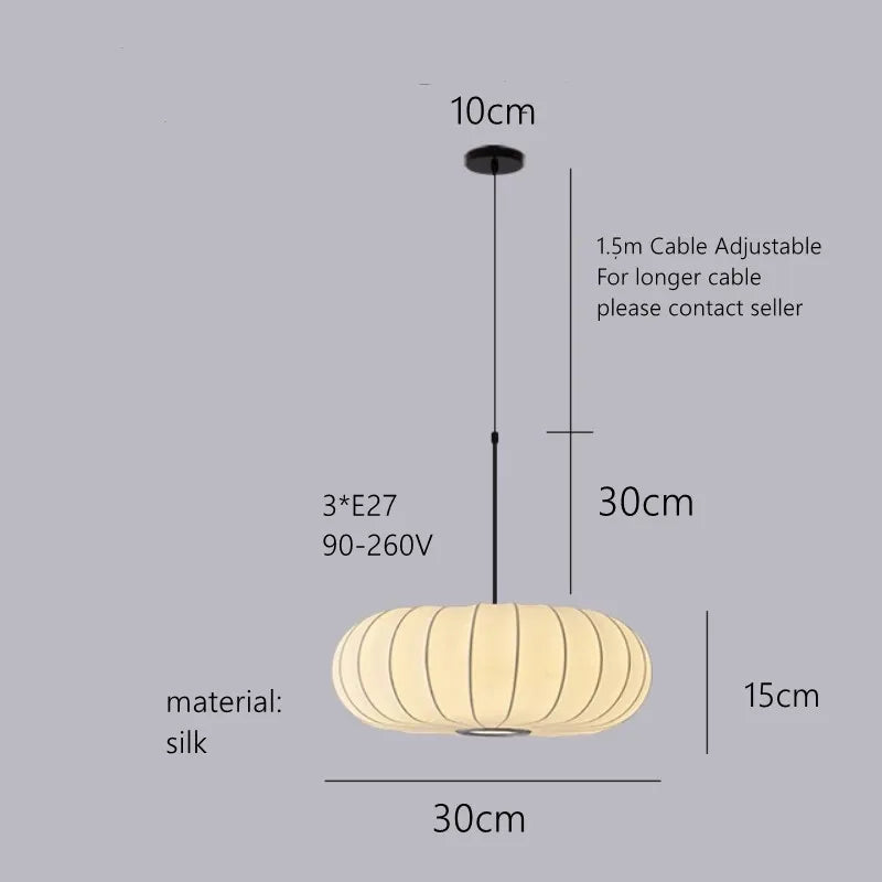 DecorBites™ Handmade Silk Pumpkin Pendant Lamps for Dining, Living, and Study Spaces