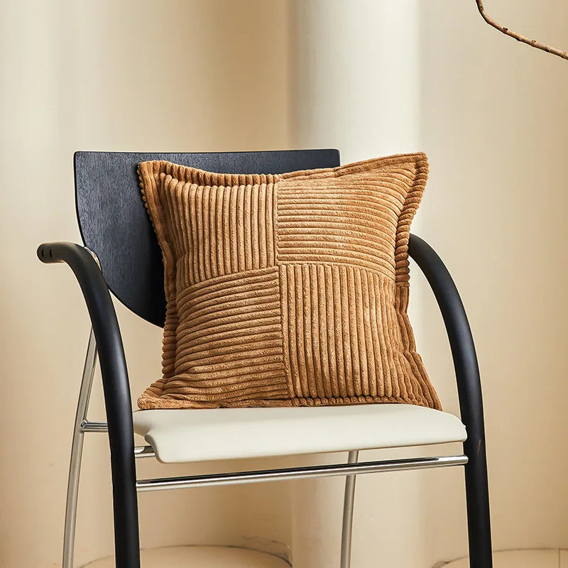 DecorBites™ Boho Striped Pillow Covers for Sofa Bed Decor, 45x45 White Polyester Pillowcases