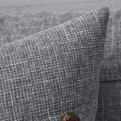 Juego de fundas de cojín DecorBites™ de lino con botones para sofá, sala de estar y cama