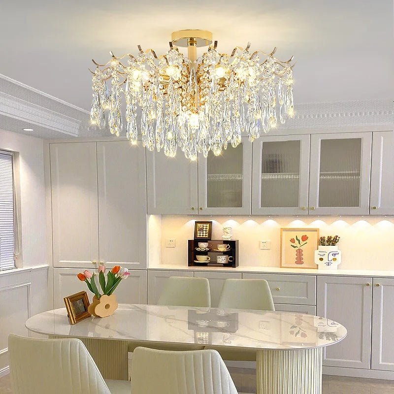 DecorBites™ Elegant Crystal Chandelier for Living Room, Dining Room, Bedroom, Villa Hall