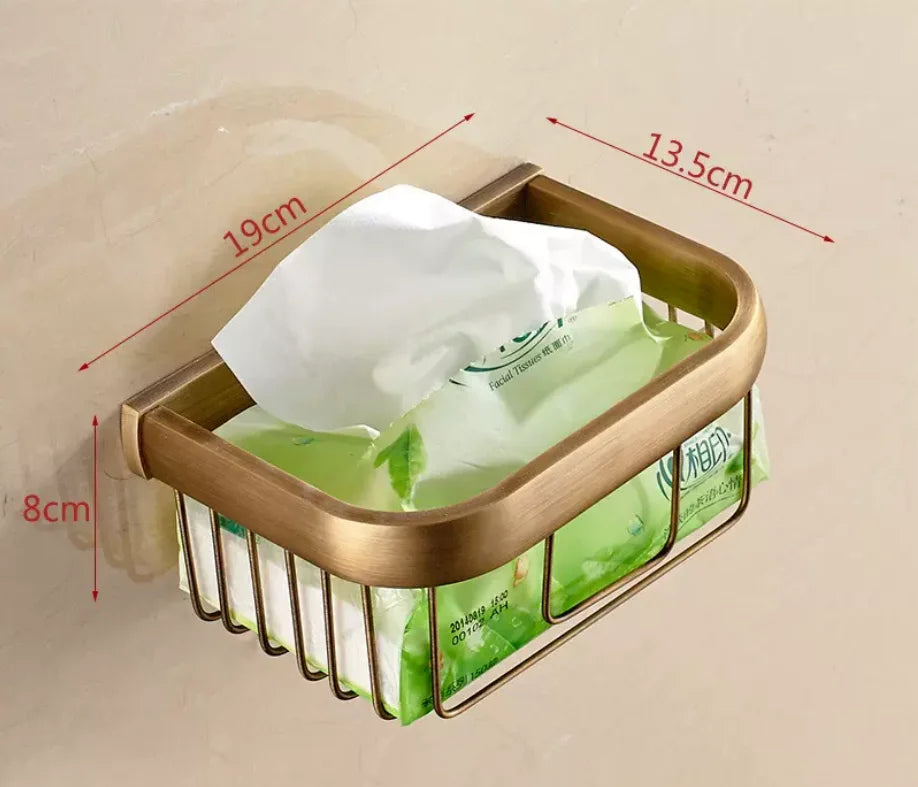 DecorBites™ Antique Bronze Bathroom Accessory Set: Shelf, Towel Rack, Holder, Brush, Hanger, Hook