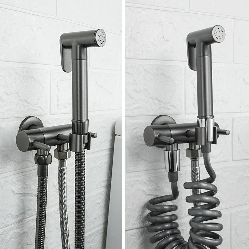 DecorBites™ Brass Bidet Shower Head with Double Outlet Angle Valve