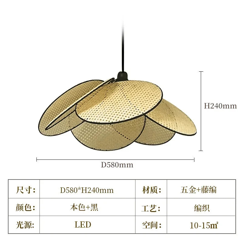 Lámpara de suelo de ratán japonés Decorbites™ para iluminación de sala de estar, estudio y ático de villa