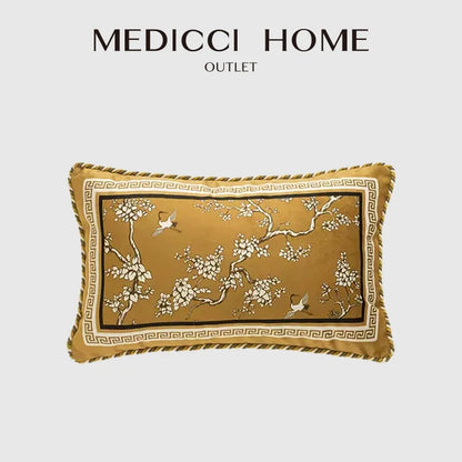 Funda de almohada lumbar DecorBites™ con diseño de grullas, pájaros y ramas, 30 x 50 cm