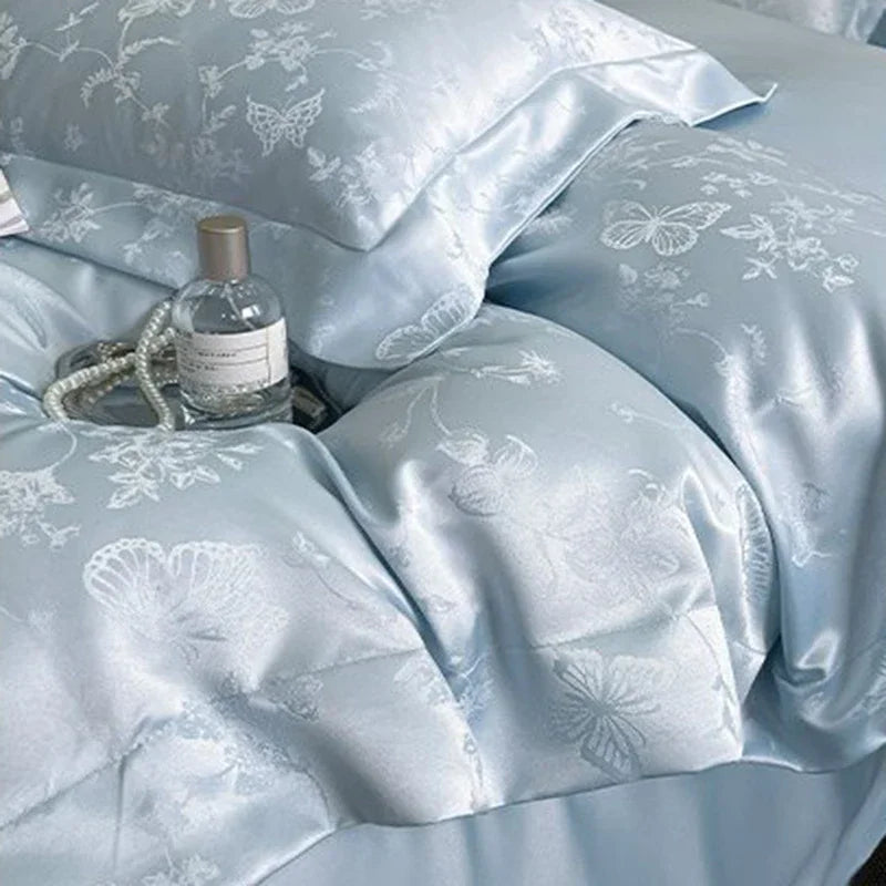 DecorBites™ Ice Silk Jacquard Bedding Set - Luxury Comforter Cover, Soft & Cozy, Queen/King