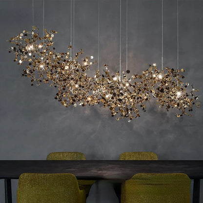 DecorBites™ Leaf Sequin Ceiling Chandelier for Modern Living Room, Restaurant, Bar, or Dining Table