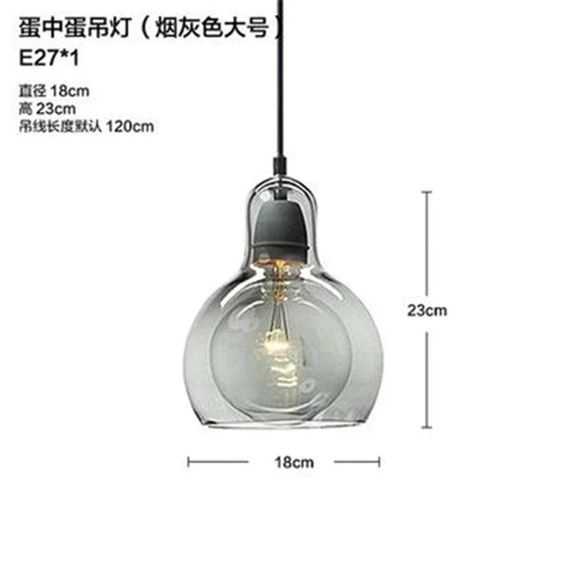 DecorBites™ Gourd Glass Pendant Lamps Clear Amber Modern Dining Room Hanging Lights