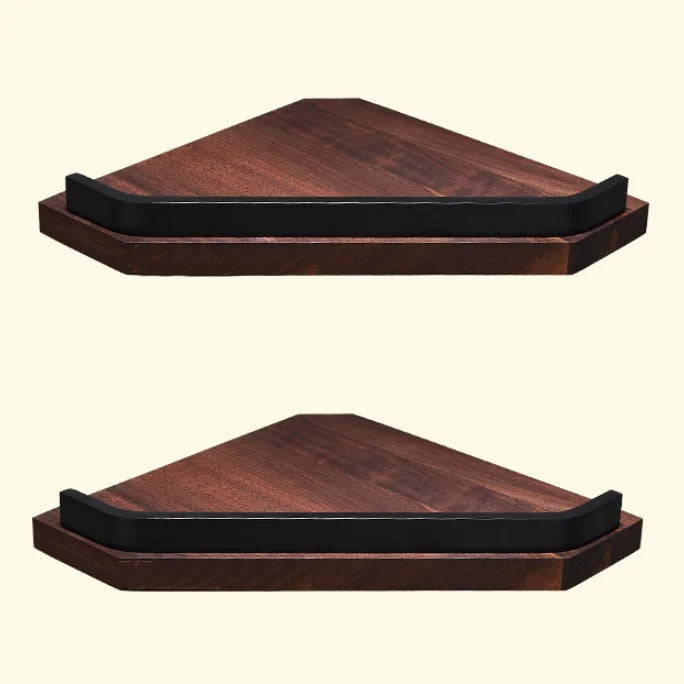 مجموعة حمام DecorBites™ باللون الأسود الجوزي: رف مناشف، بار، رف، حامل ورق تواليت، حامل فرشاة