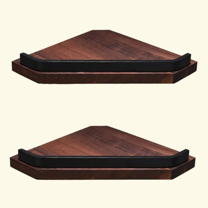 مجموعة حمام DecorBites™ باللون الأسود الجوزي: رف مناشف، بار، رف، حامل ورق تواليت، حامل فرشاة