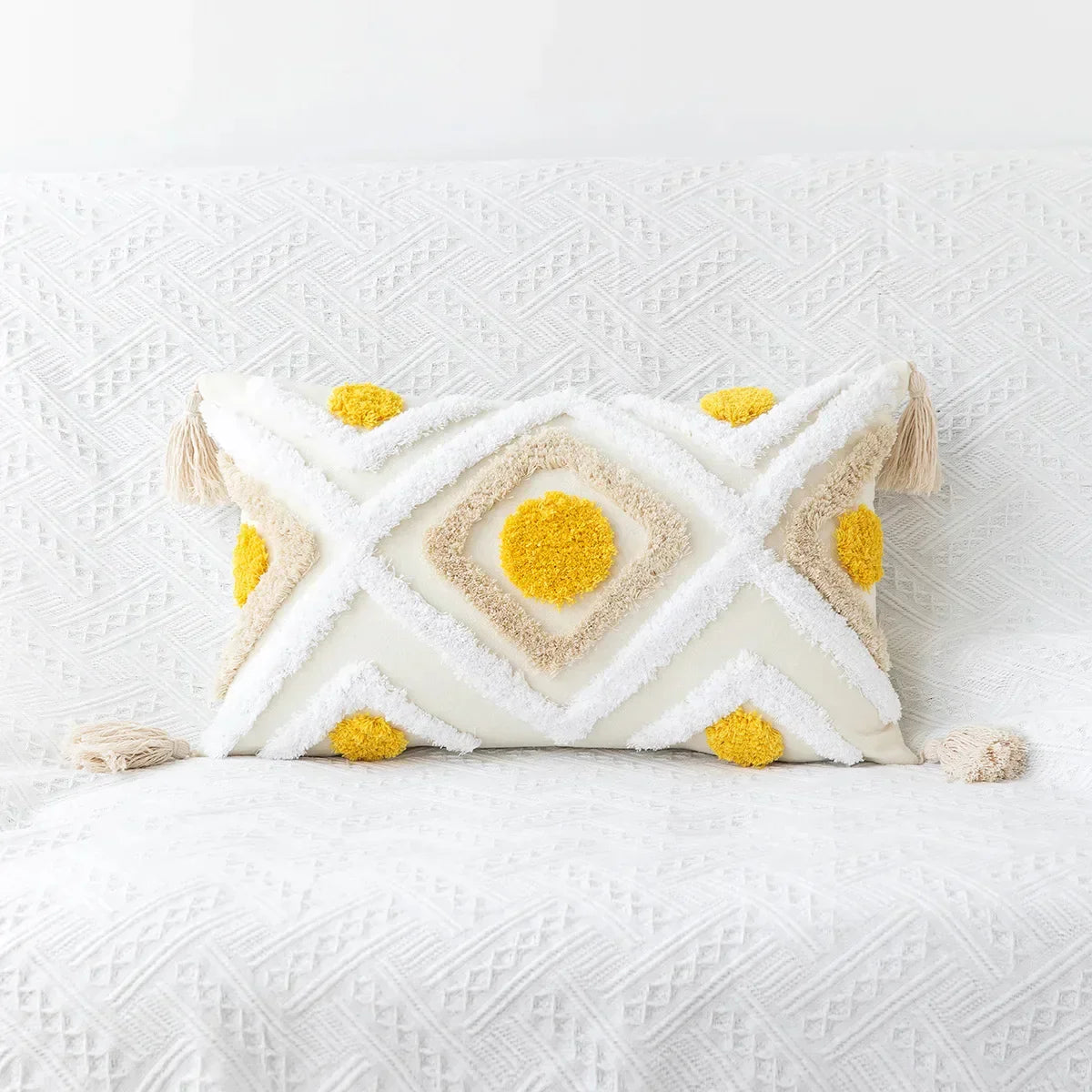 DecorBites™ Boho Geometric Tufted Cushion Cover Cotton Canvas Pillow Covers