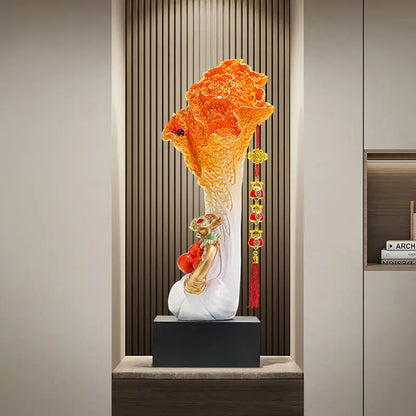 DecorBites™ Cabbage Ornament: New Chinese Style Boss Office Decoration for Desktop or Wine Cabinet