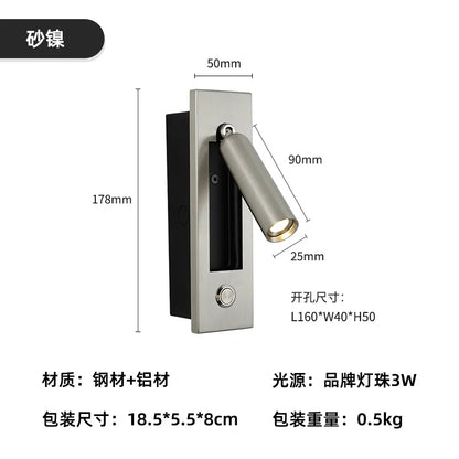 DecorBites™ مصباح حائط LED مثبت على لوح رأس السرير بقوة 3 وات لغرفة النوم والفندق