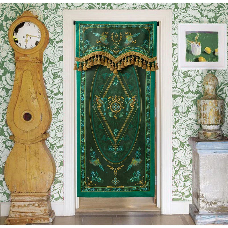 Cortinas opacas de terciopelo DecorBites™ Jardín Botánico - Verde esmeralda retro - Calidad de lujo