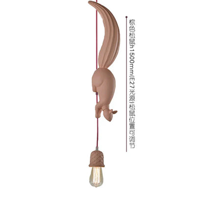 Nordic Resin Squirrel Pendant Light in White
