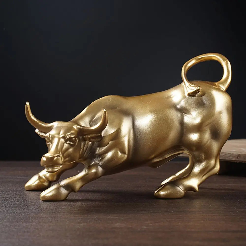 DecorBites™ Bull of Fortune Resin Sculpture for Office Desk Feng Shui Decoration