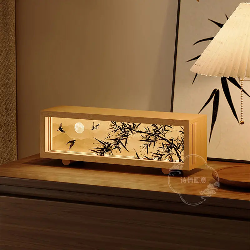 DecorBites™ Chinese Wind Lamp Tabletop Painting Creative Night Light Bedroom Decor