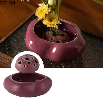 DecorBites™ Lotus Seedpod Ceramic Vase Artificial Flower Pot Modern Desk Decor