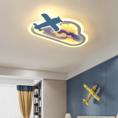 DecorBites™ Blue Sky Airplane Chandelier: Kids Study Room Decoration & Dimmable Indoor Lighting