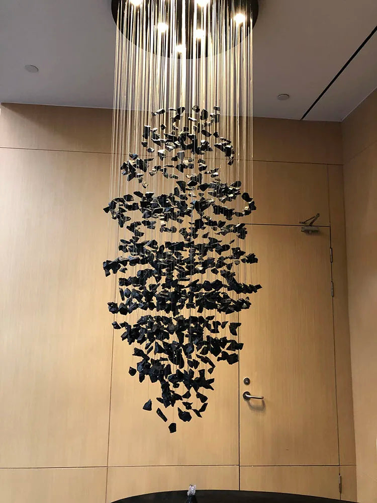 DecorBites™ Crystal Chandelier: Modern LED Lighting Fixture for Staircase, Hallway, Lobby