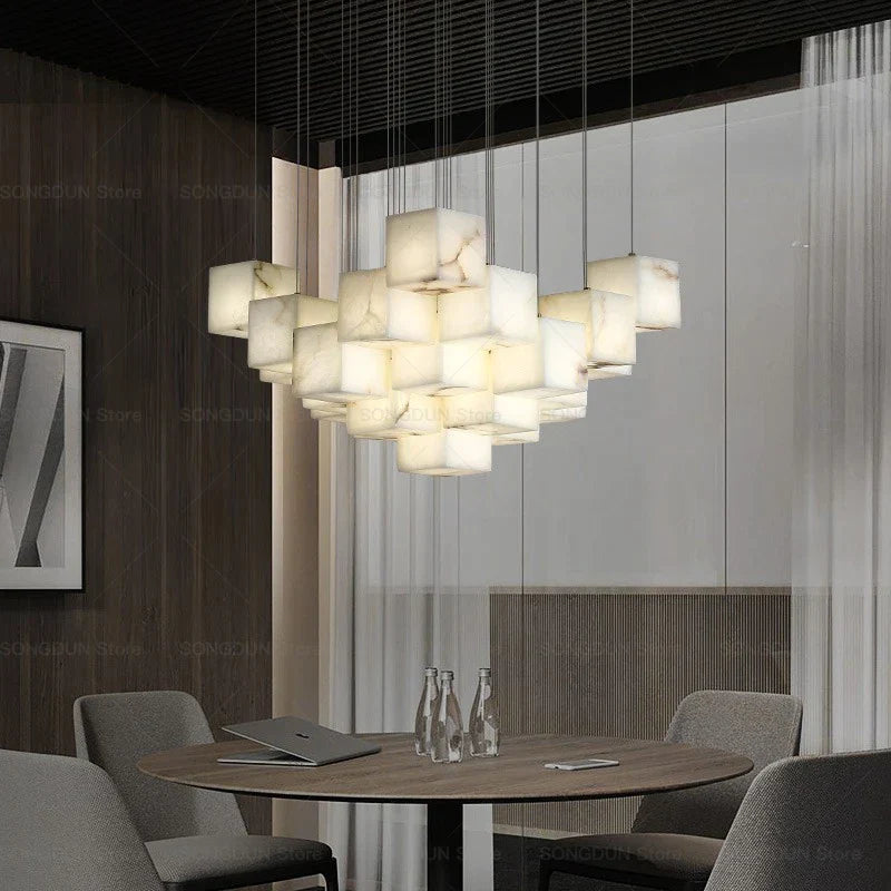 DecorBites™ Jade Design Chinese Chandelier for Duplex Villa Restaurant and Living Room