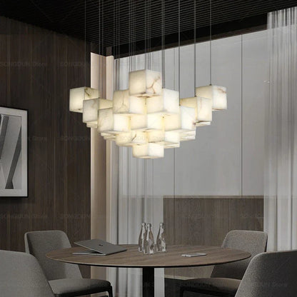 DecorBites™ Jade Design Chinese Chandelier for Duplex Villa Restaurant and Living Room