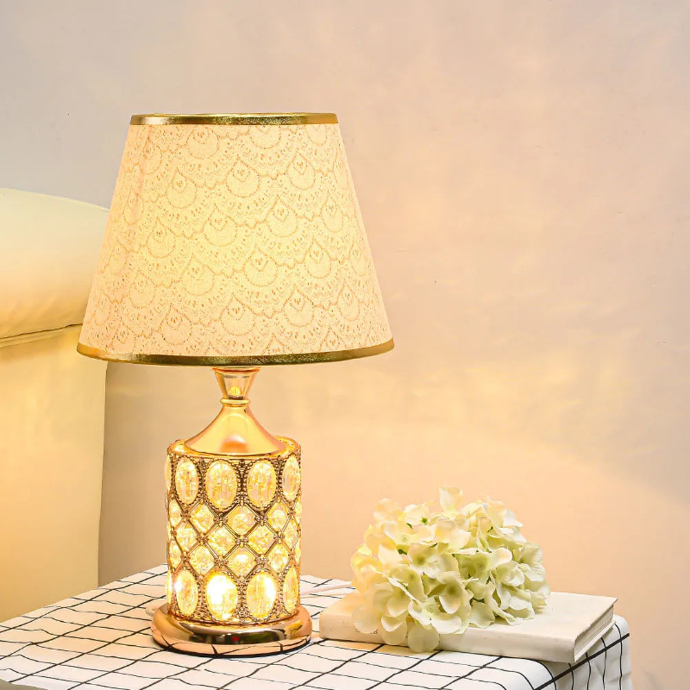 DecorBites™ Crystal Table Lamp: Elegant Bedroom Nightstand Light for Warm & Romantic Ambiance