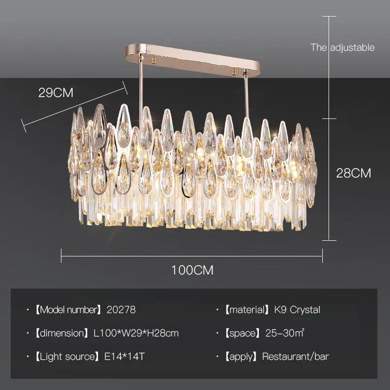 DecorBites™ Crystal LED Chandelier | Long Stairway Villa Light | Modern Luxury Post Lamp