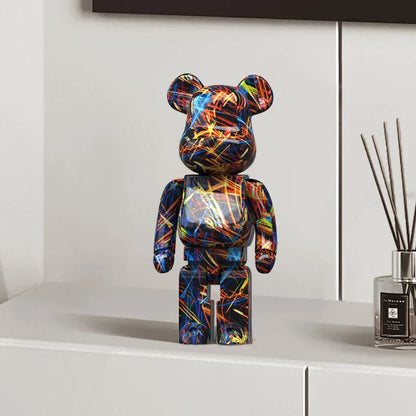 Figura DecorBites™ Oso Graffiti de 27 cm | Estatua y hucha decorativas modernas para el hogar