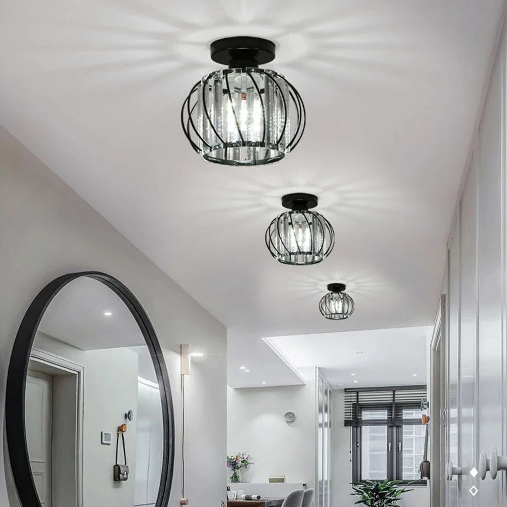 DecorBites™ Iron Round Crystal Ceiling Chandelier for Modern Indoor Lighting