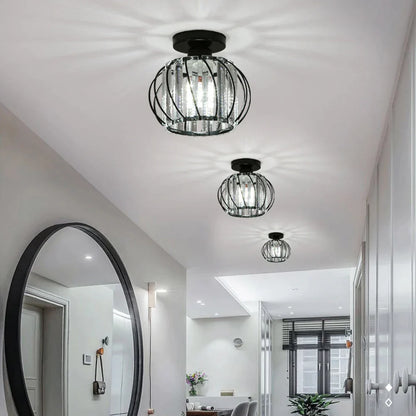 DecorBites™ Iron Round Crystal Ceiling Chandelier for Modern Indoor Lighting