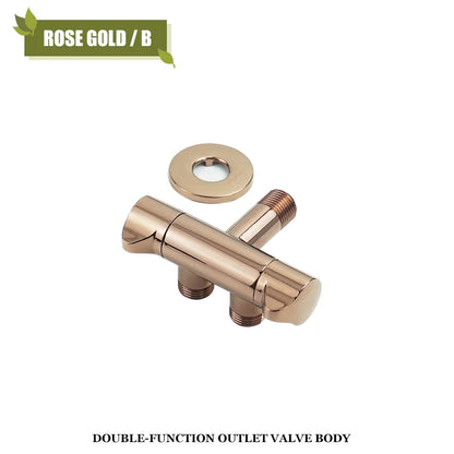 DecorBites™ Brushed Gold Solid Brass Bathroom Angled Dual Outlet Toilet Filling Valve