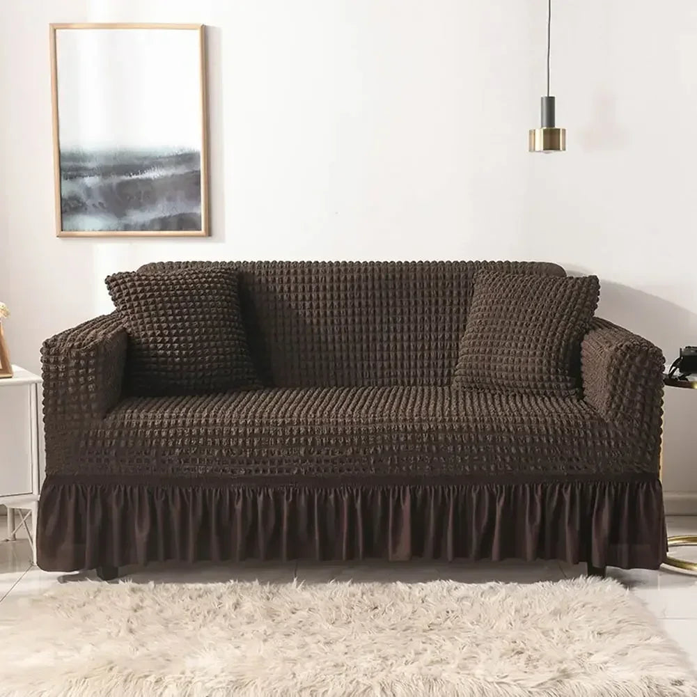 Decobites Plush Sofa Cover: 3D Thick Stretch Slipcover for Cozy Couch Protection