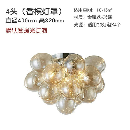 DecorBites™ Glass Chandelier Leds Ceiling Lamp for Designer Bedroom Lighting Fixture