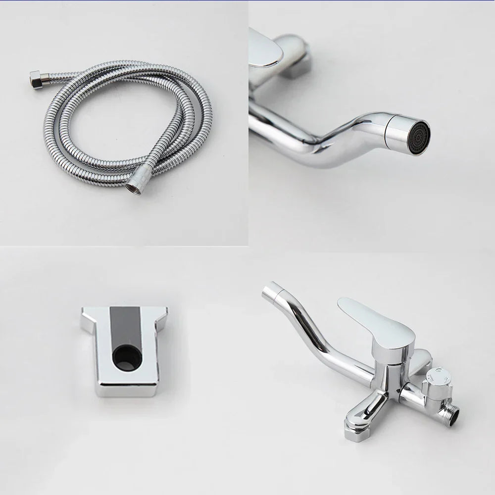 مجموعة دش الحمام DecorBites™ مقاس 8 بوصات من الكروم مع ارتفاع قابل للتعديل وصنبور محمول باليد