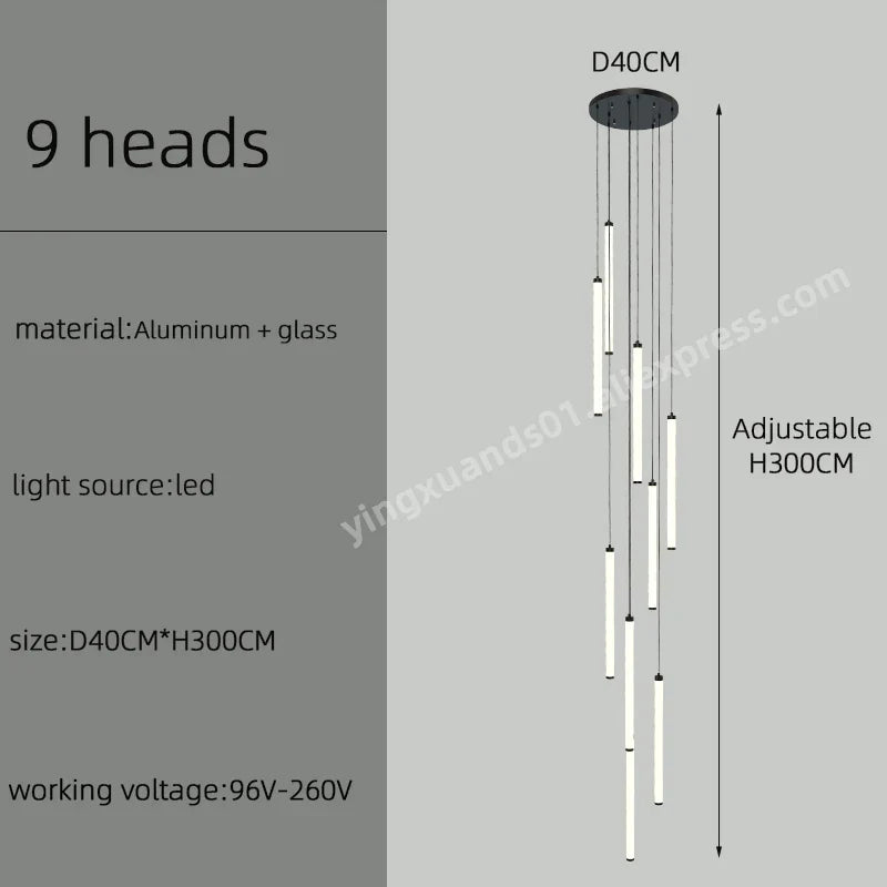 DecorBites™ LED Staircase Chandelier for Home Hotel Hall Lighting