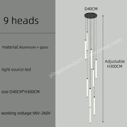 DecorBites™ LED Staircase Chandelier for Home Hotel Hall Lighting