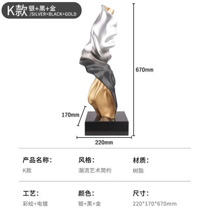 DecorBites™ Abstract Art Ribbon Sculpture for Large Living Room Floor Decoration