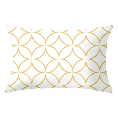 Funda de almohada rectangular curva con rayas geométricas DecorBites™ - Cojines decorativos para sofá en amarillo y azul