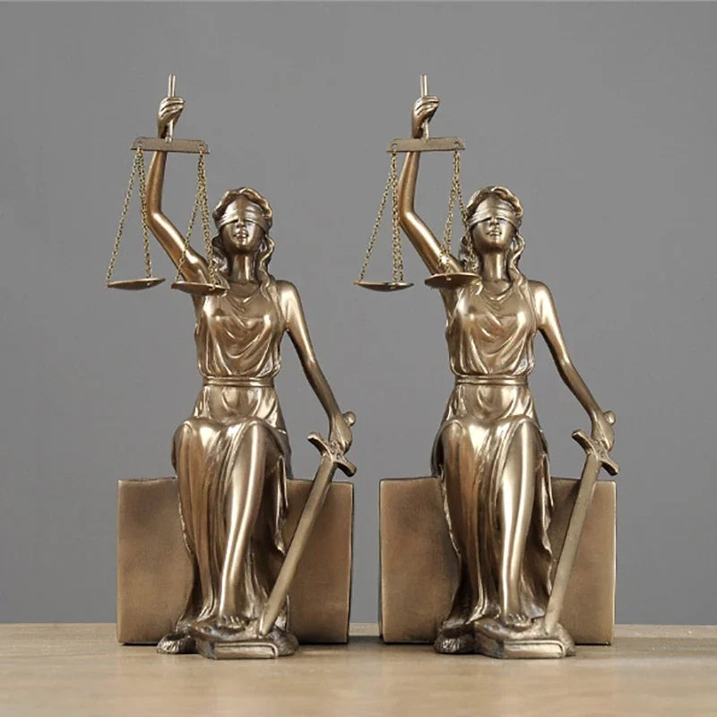 DecorBites™ Justice Goddess Statue Bookends: Creative Home Decor for Study Room