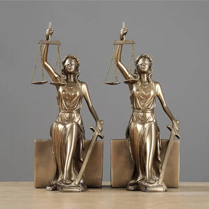 DecorBites™ Justice Goddess Statue Bookends: Creative Home Decor for Study Room