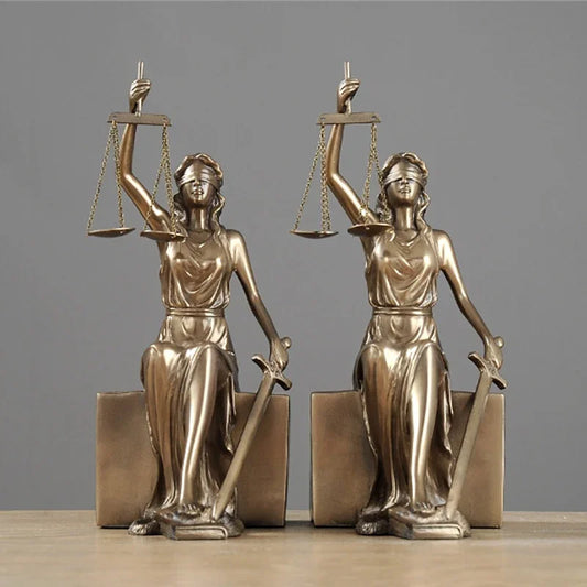 DecorBites™ Justice Goddess Statue Bookends: Creative Home Decor for Study Room