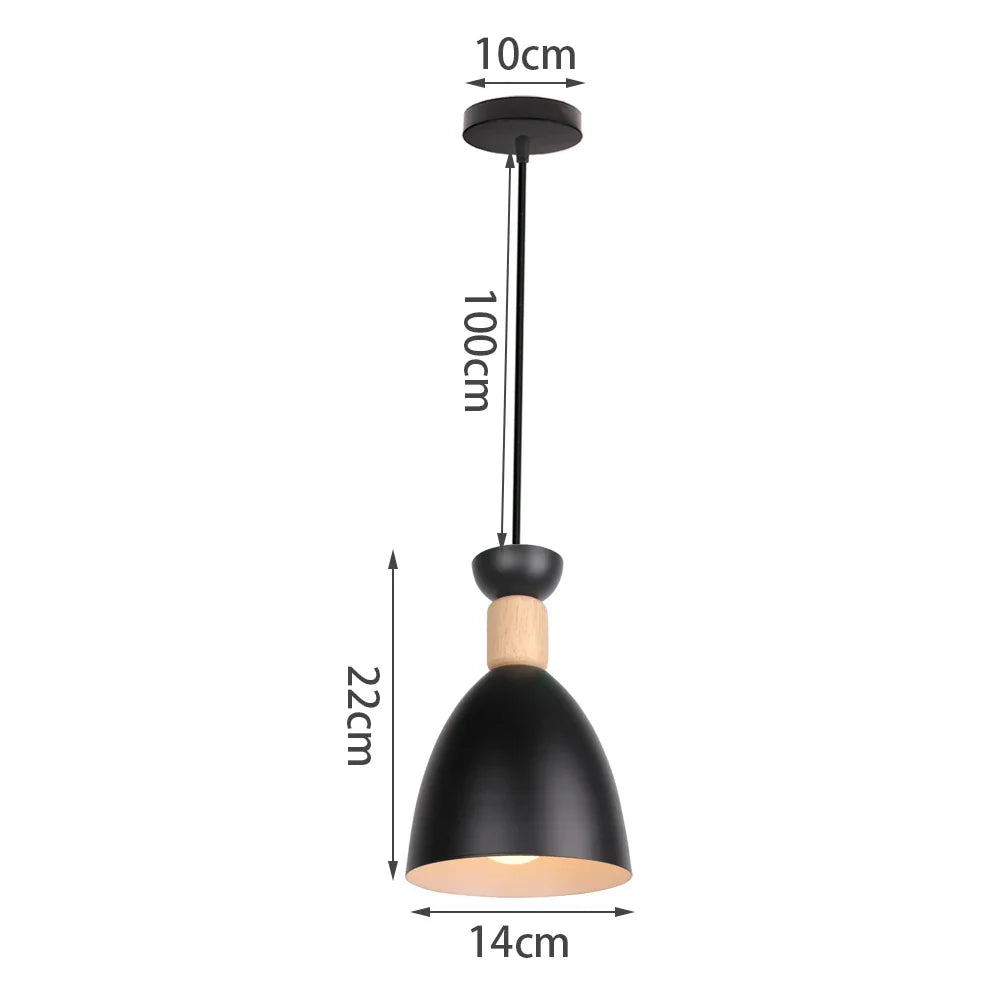 Black Wood Industrial Pendant Light