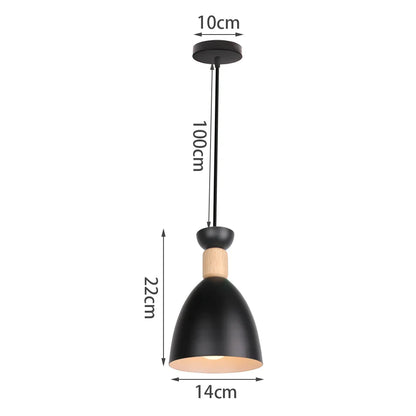 Black Wood Industrial Pendant Light
