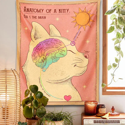 Decobites Tarot Cat Sun Moon Wall Hanging Tapestry for Boho Home Decor